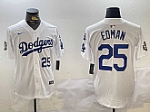 Men's Los Angeles Dodgers #25 Tommy Edman White 2024 World Series With Fernando Memorial Patch Home Limited Stitched Jersey,baseball caps,new era cap wholesale,wholesale hats